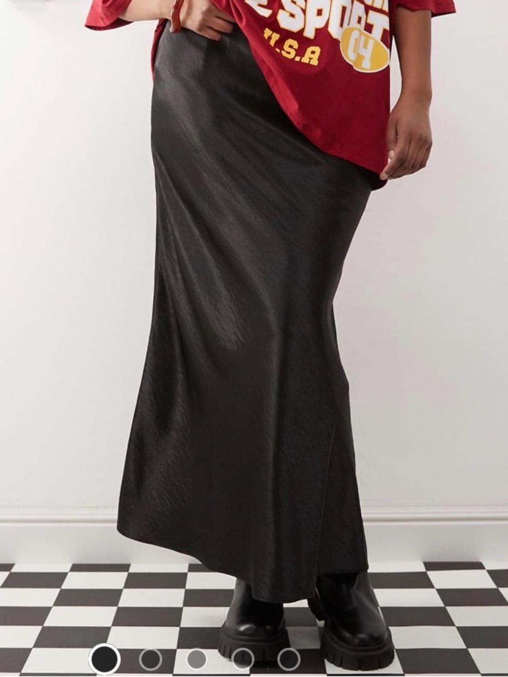US 24 NWT ASOS Collusion Plus Satin Slip Maxi Skirt Satin Maxi Skirt in Black